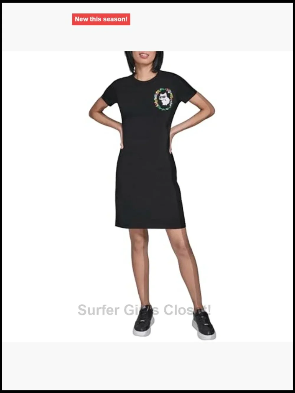 Karl Lagerfeld Short Sleeve Crew Neck Logo T-Shirt Dress Cotton Spandex